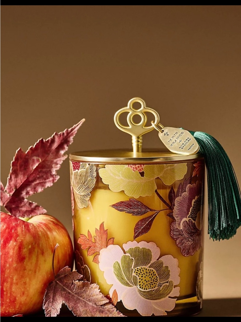 Anthropologie Honey Crisp Oakwood Luxury Glass Candle.